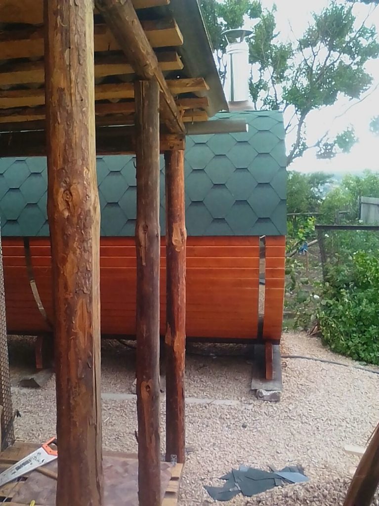 Баня-бочка 4м. "Стандарт люкс" два отделения, торцевой вход — фото 8